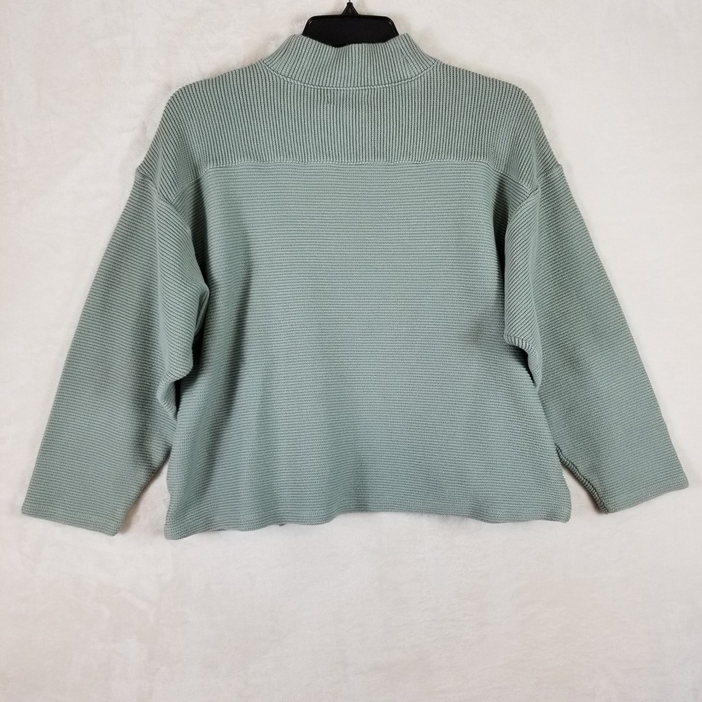 Madewell Women XL Sage Green Cotton Mock Neck Ribbed Pullover Sweater - Picture 2 of 7